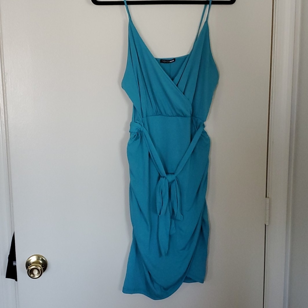 Fashion Nova short Aqua Blue Dress NWT